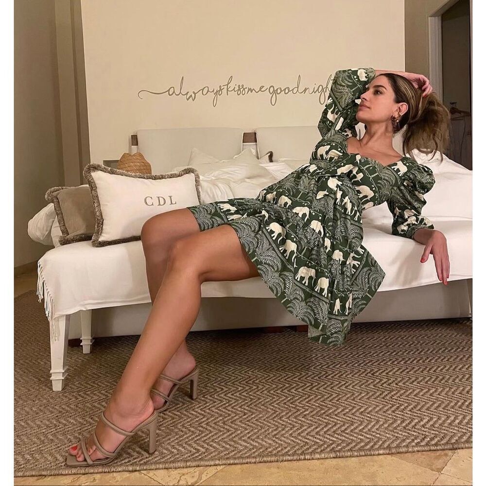 Eugenia Fernandez Elephant Print Cutout Mini Dress in XS